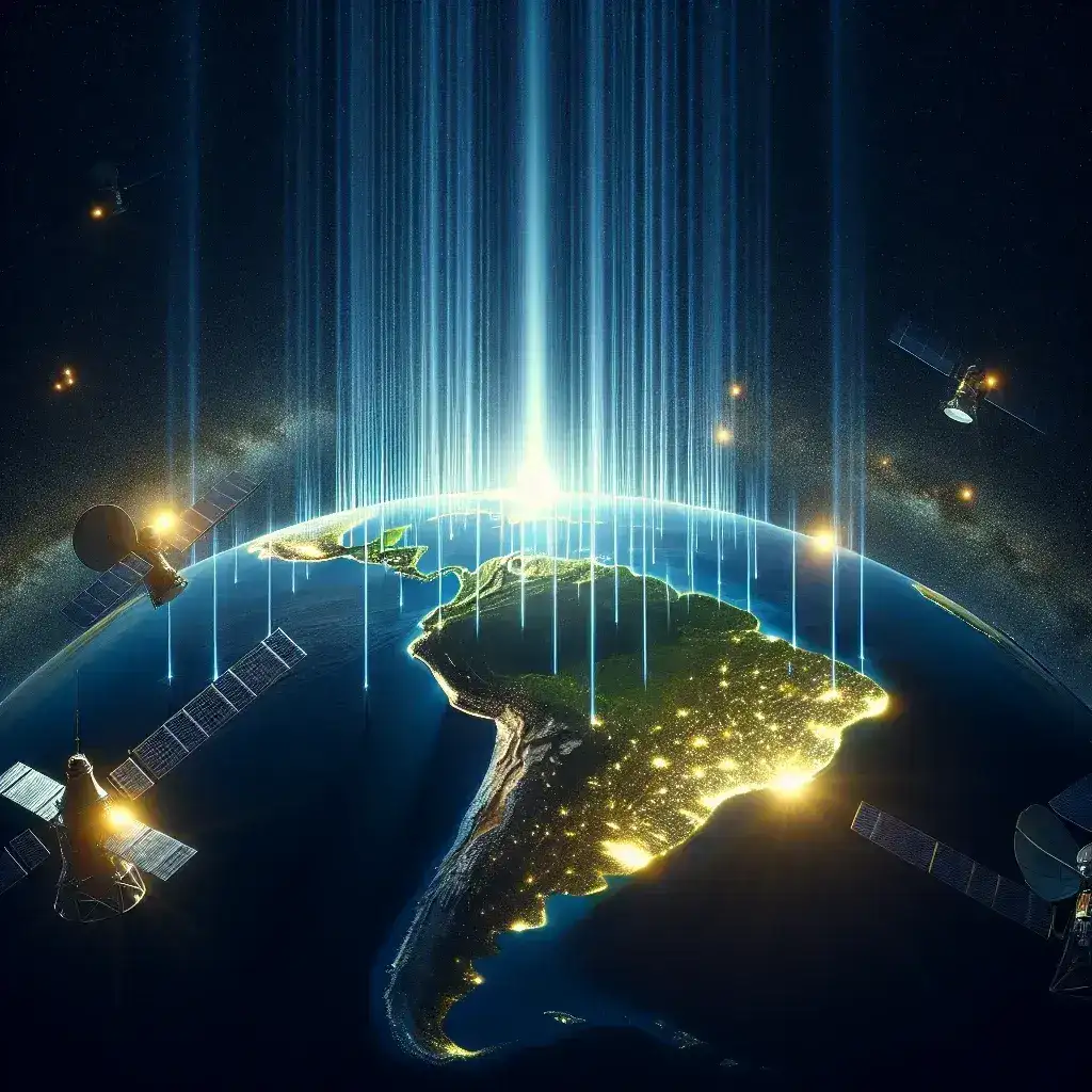 "Imagem ilustrativa de uma antena Starlink em um cenário rural no Brasil, destacando a ampla conectividade à internet rural, enquanto a discussão sobre a falta de controle de acesso da Starlink à internet no país é abordada."
